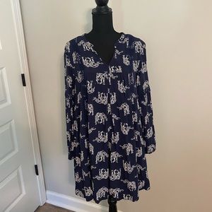 Navy & White Crown & Ivy Elephant Dress